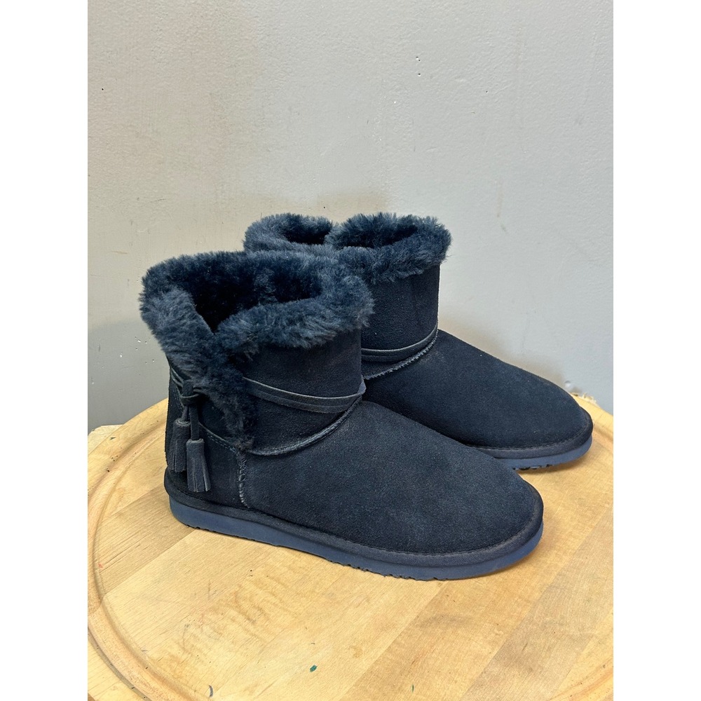 Lamo Women Navy Blue Suede Faux Fur‎ Tassel Ankle Boots XL0618 Mens 8